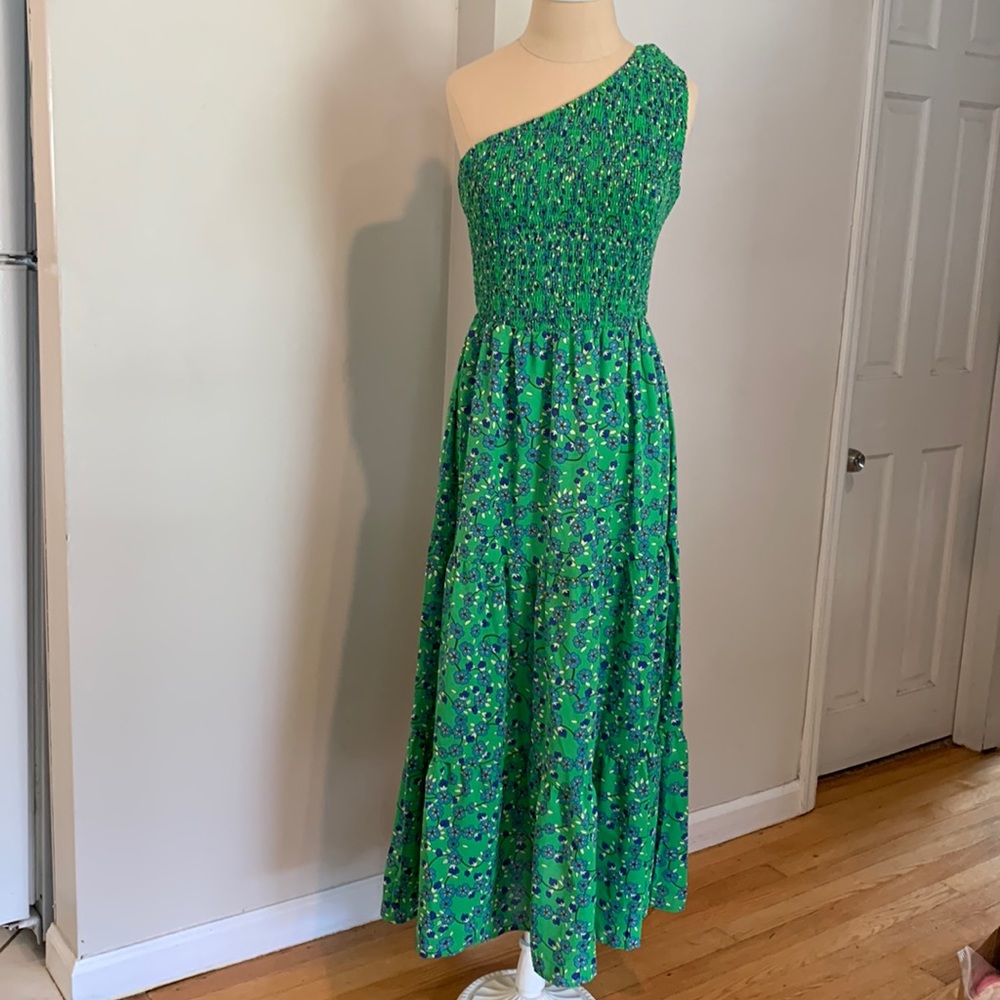 Green one shoulder maxi dress - never worn
